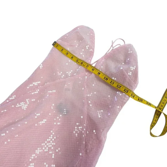 Bardot Aradia Sequin Halter Slip Dress, Pink, V-Neck, Event, Side Slit,  Size 4 - Picture 4 of 12